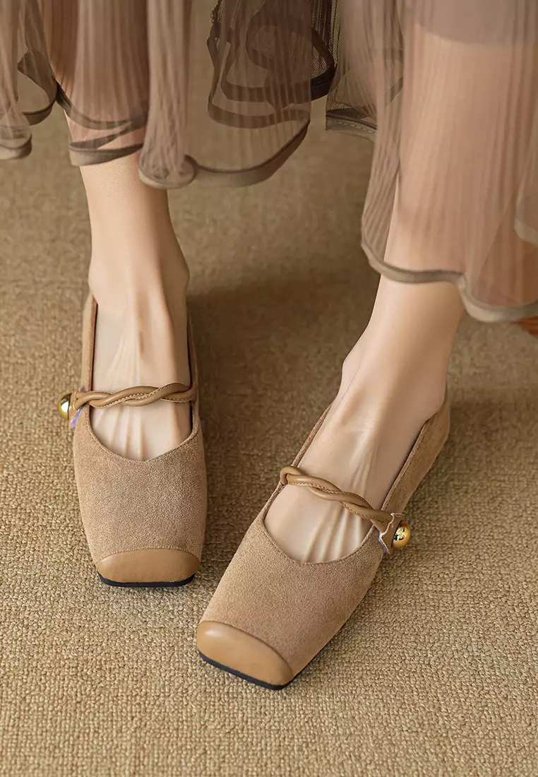 Twist Strap Spliced Mary Jane Shoes WW8929-1