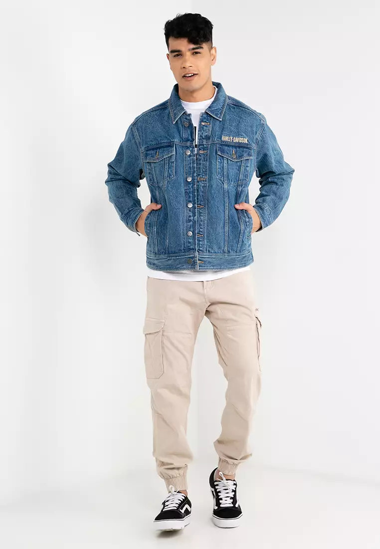 Men's Bar & Shield Logo Denim Jacket