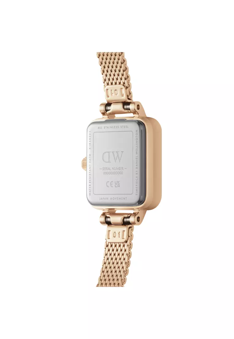 Quadro Mini Melrose Rose gold Emerald 15.4x18.2mm  - Watch for women - Stainless steel watch - DW - Women's watch - Female watch - Ladies watch