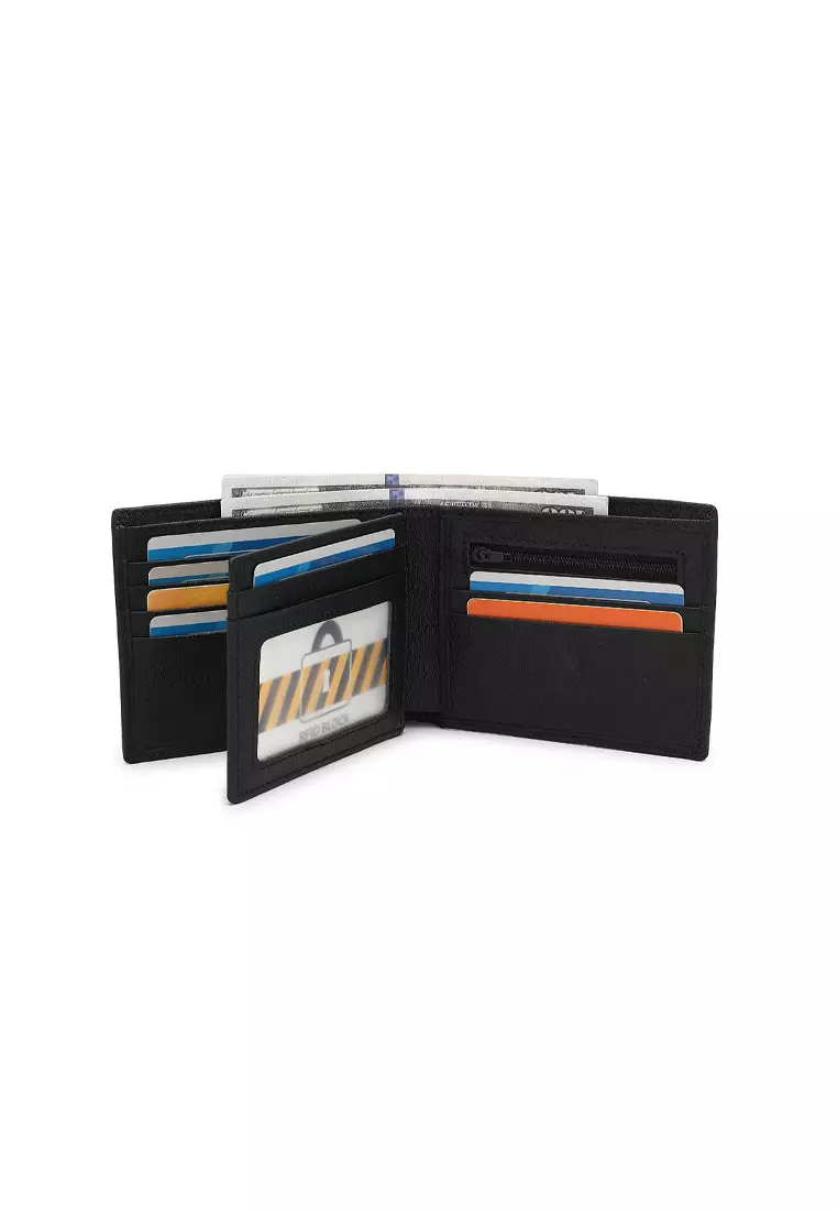 Men's Genuine Leather RFID Blocking Fortune Wallet - Black