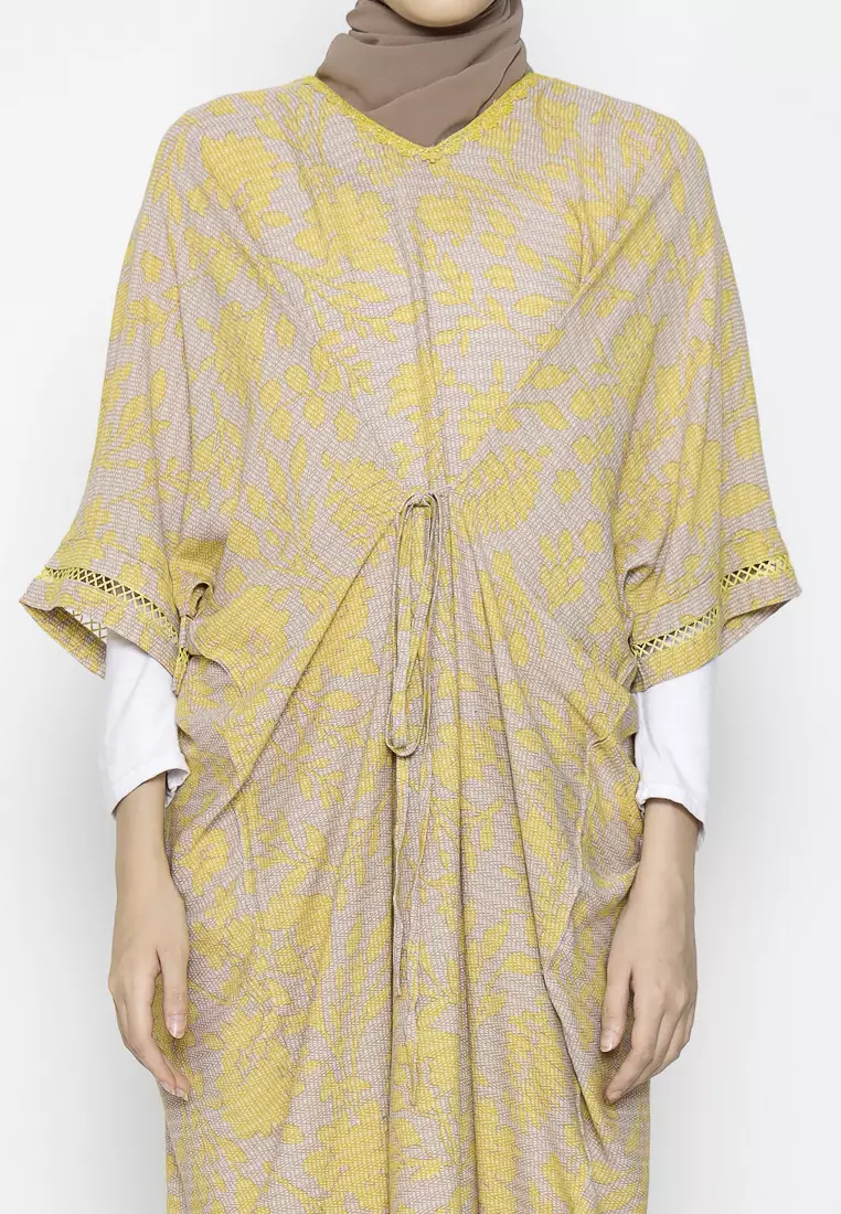 Urban Exchange Farida Kaftan Brown Mustard - Gamis Kaftan Lengan 3/4 Warna Brown Mustard