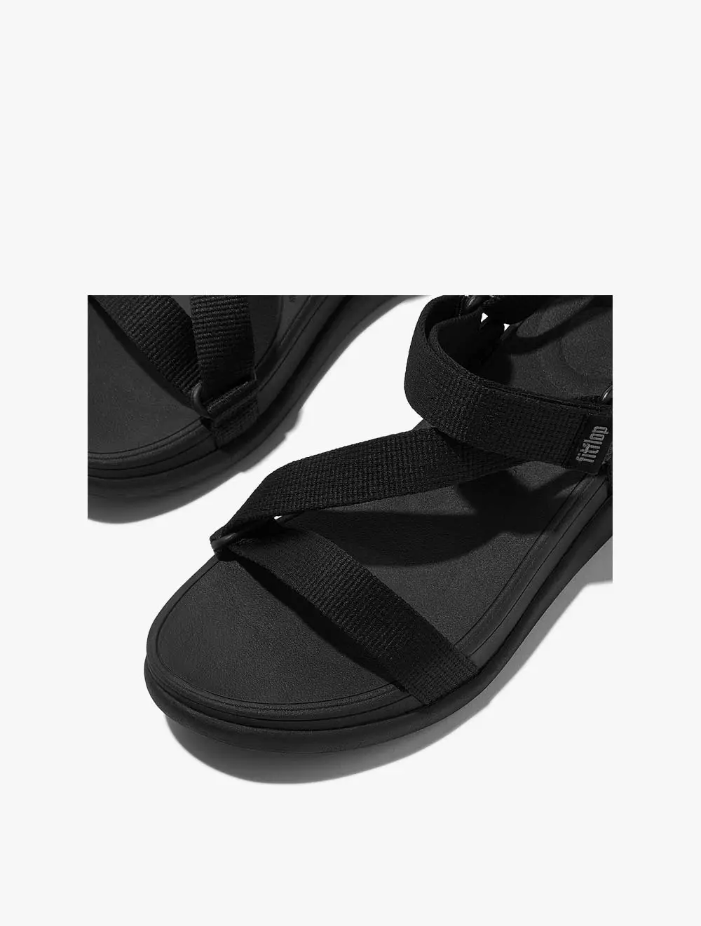 Fitflop F-Mode Go Adj. Webbing Flatform Z-Strap SandalsAll Black