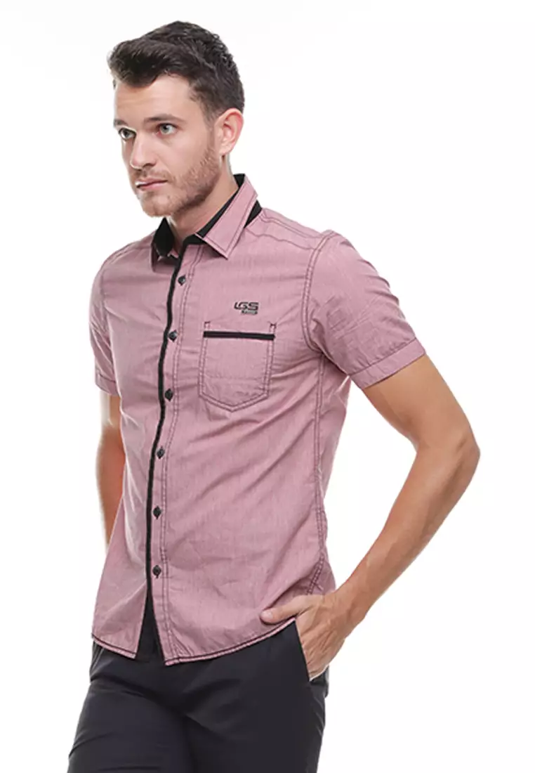 LGS - Slim Fit - Kemeja Fashion - Garis Hitam - Merah - JSH.390.S666F.486.C