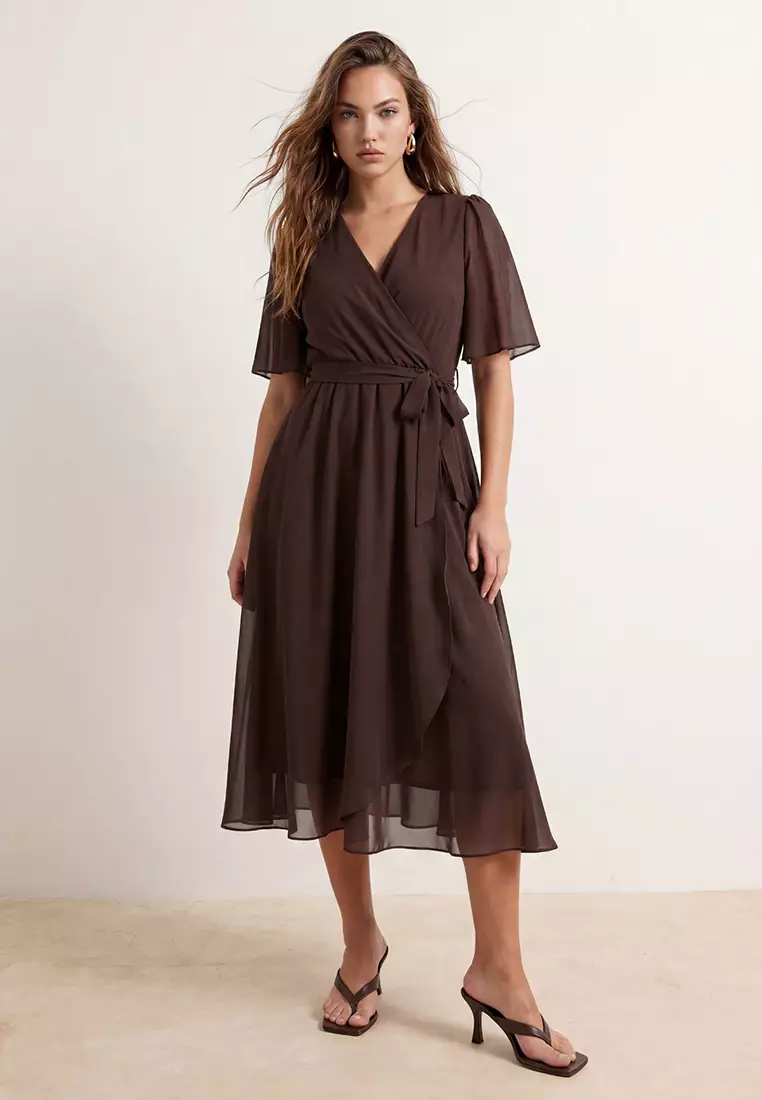 chiffon plain dress Buy Trendyol Brown Short Sleeve Maxi Woven Twoss26El89 2026 Online Size:GIRL-3-6 Months-FAMILY formal champagne dress Strapless Brand: Elite Champagne Wedding dress How to choose the