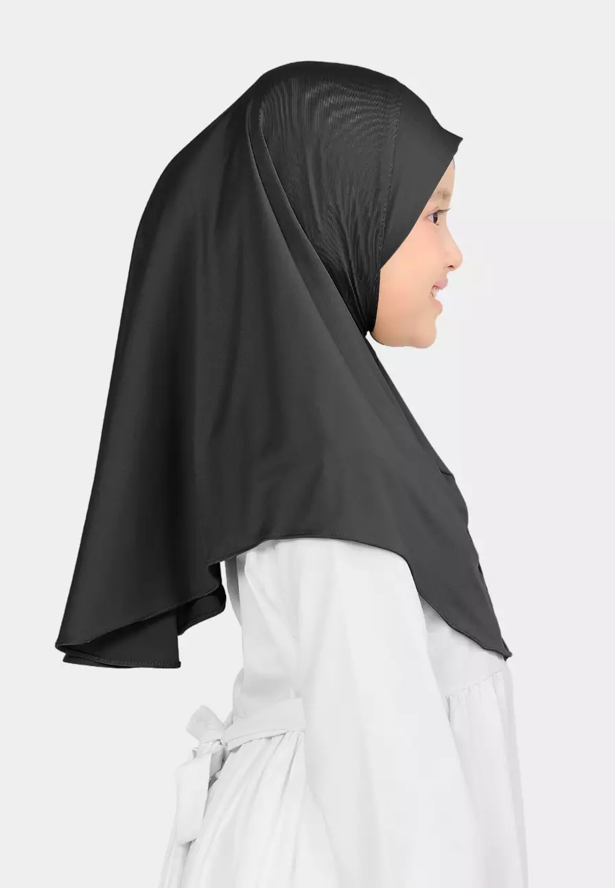 Cotton Bee - Atiyah Bergo Anak | Hijab Instan Anak - Black Onyx - S