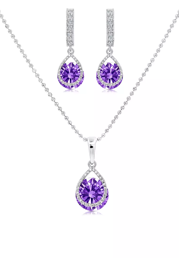 Purple necklace on sale and earrings