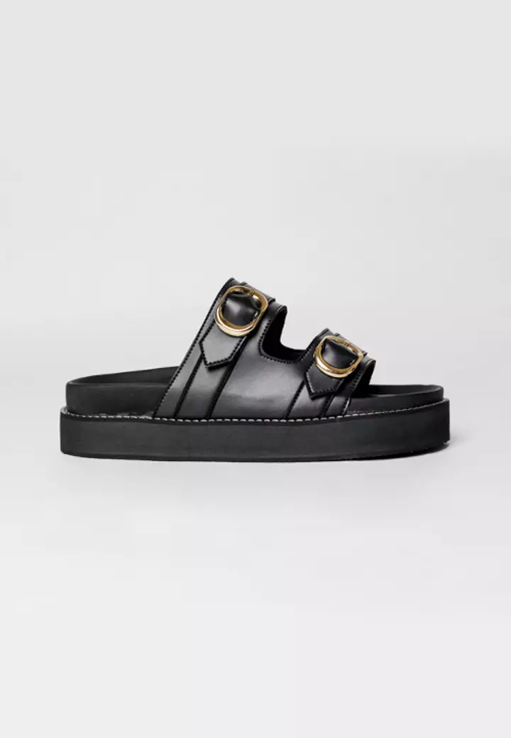 Pamole - Sandal Wanita Kekinian Sendal Cewek Sandal Flat - Elsie Series Hitam