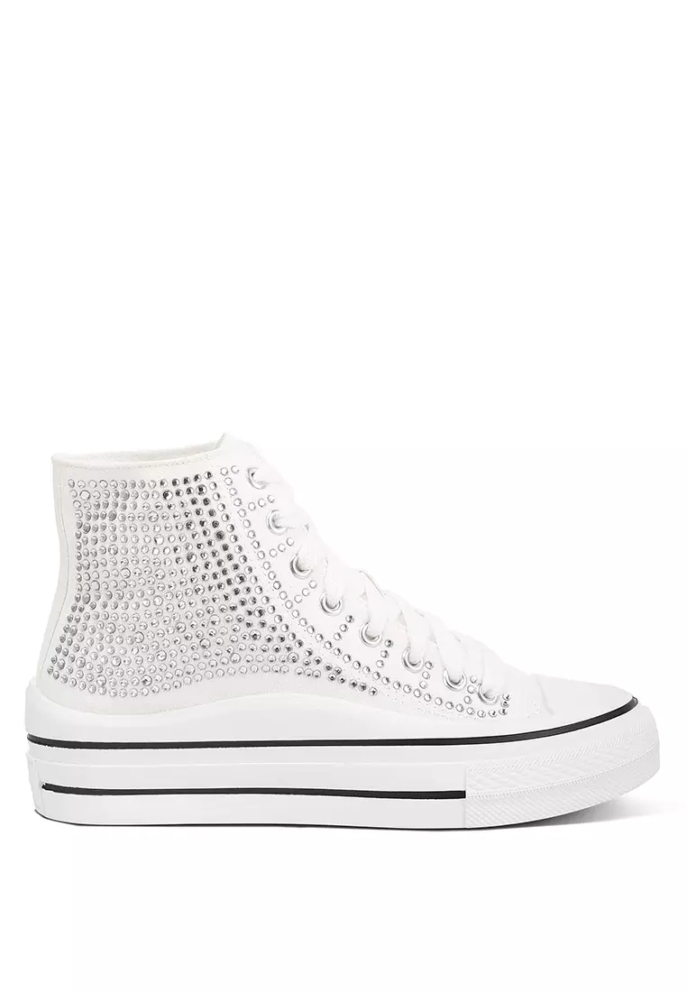 White clearance embellished sneakers