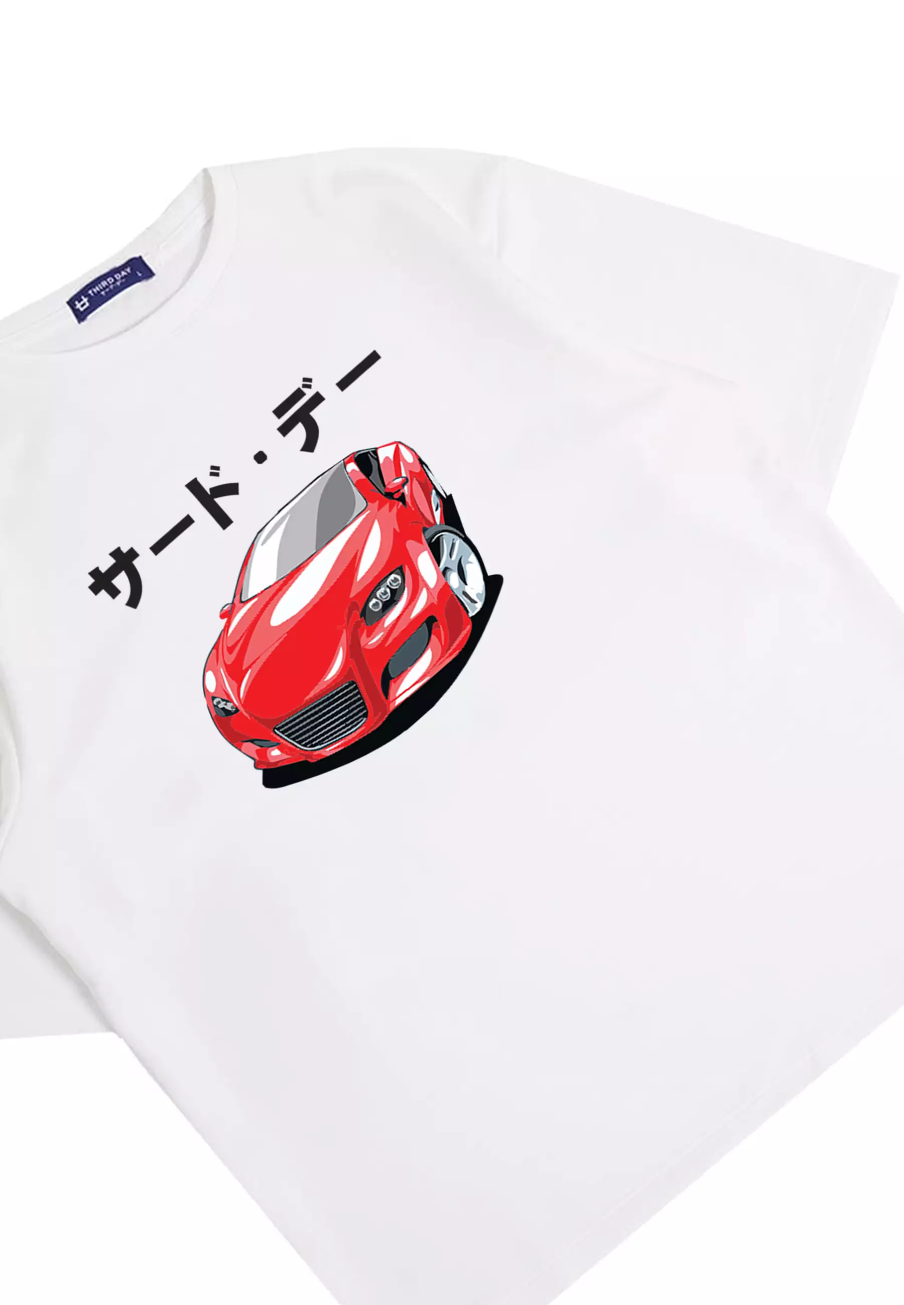 MTQ23 kaos oversize aesthetic mobil distro pria bahan tebal scuba red viper katakana putih