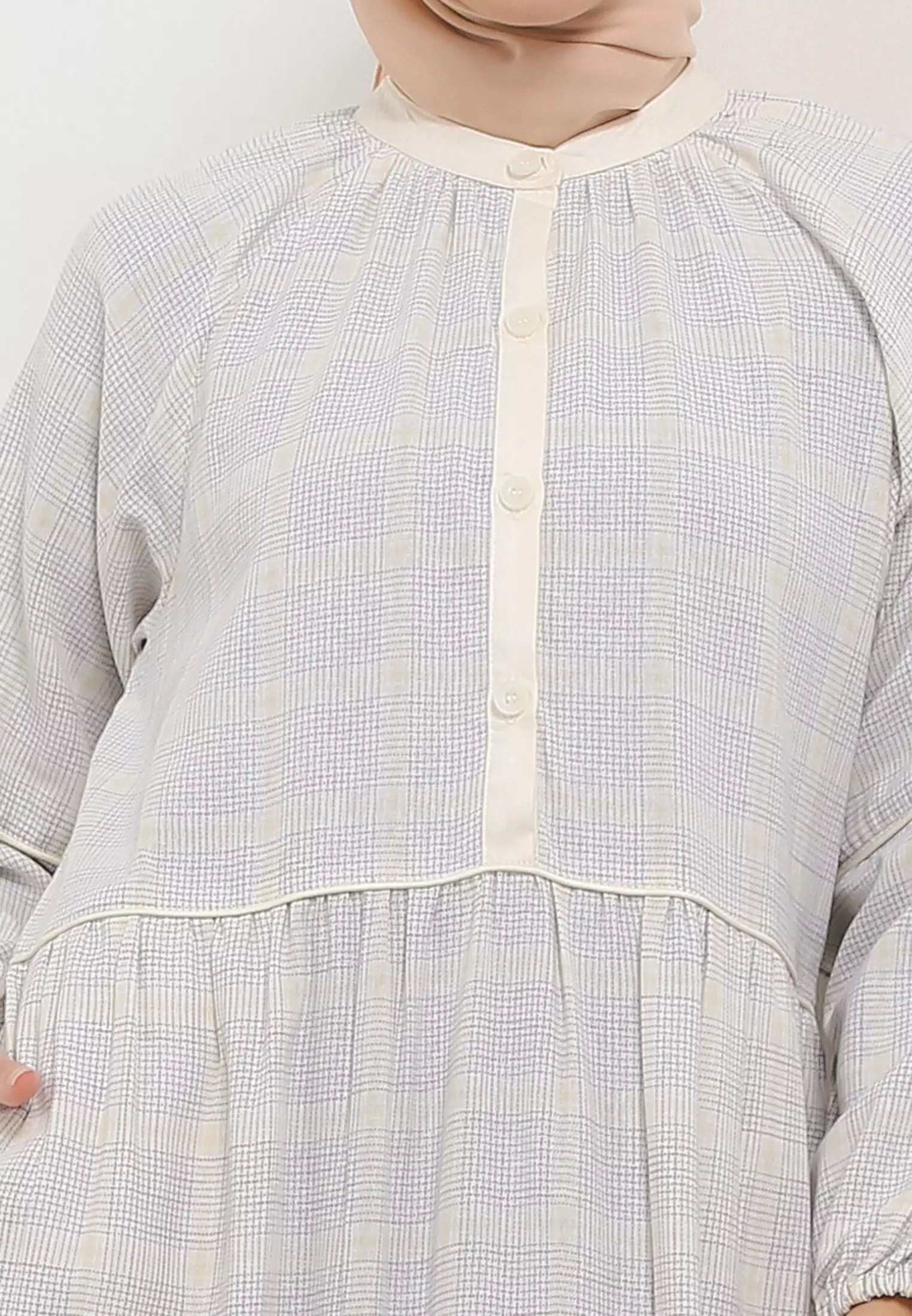 MFMW Shaadi Dress Gamis Broken White Motif Kotak