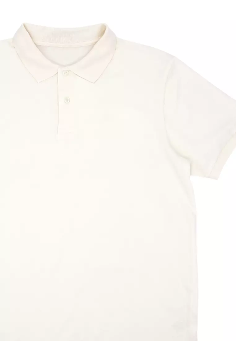 Men's Plain Poloshirt 2 Special Fabric - Marshmallow