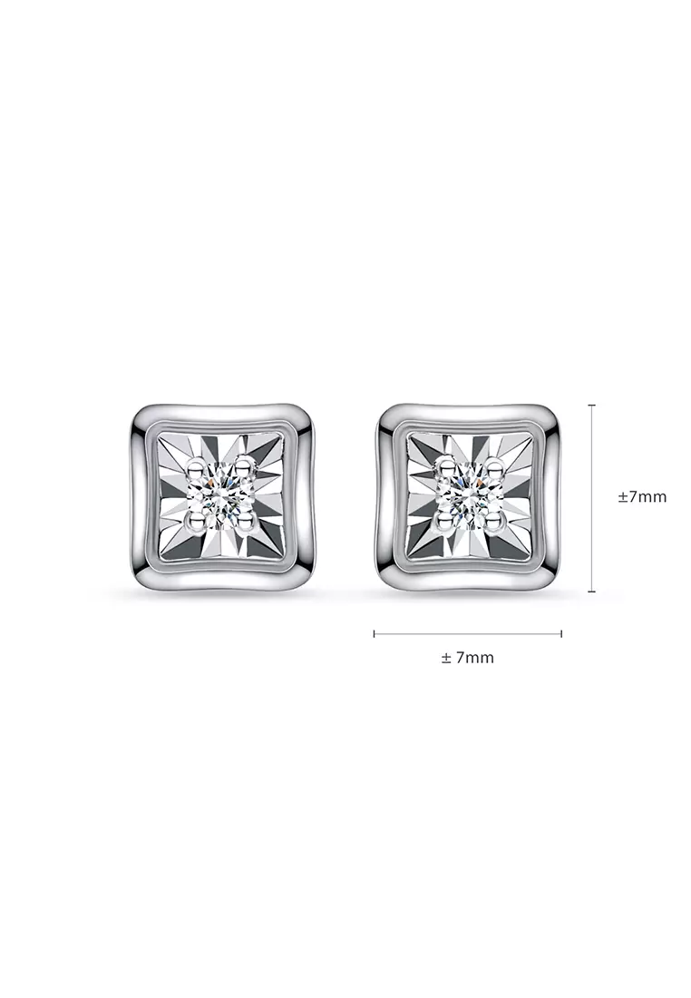 Gold square diamond hotsell earrings