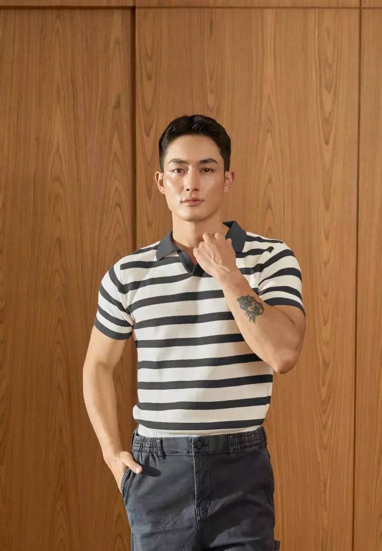 Kale Frans Dark Grey / Polo Shirt rajut premium berbahan dasar cotton wool