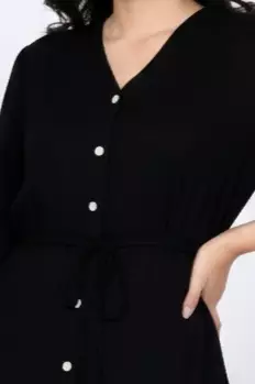 Midi Dress Cotton Sakira - Office Wear HITAM