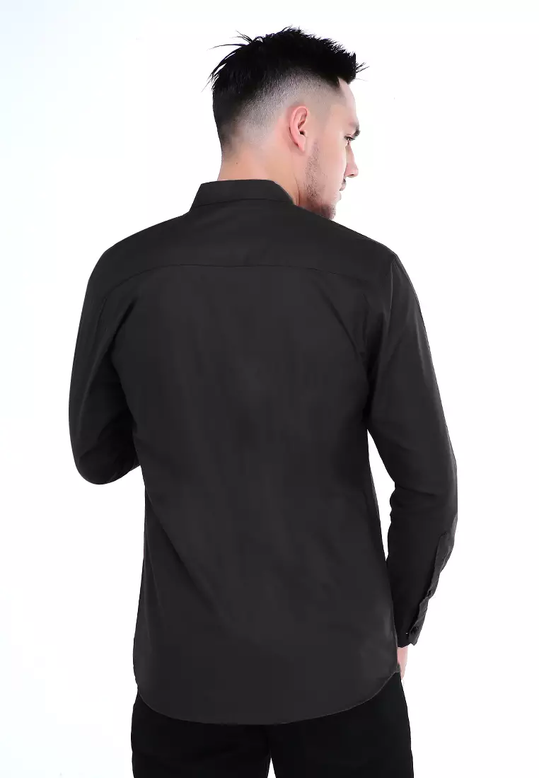 Dwan Atasan Kemeja Pria Premium Casual Formal Longsleeve Shirt Material Cotton ORIGINAL - Black