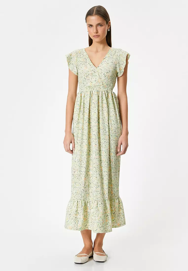 Flutter Sleeves Midi Dress