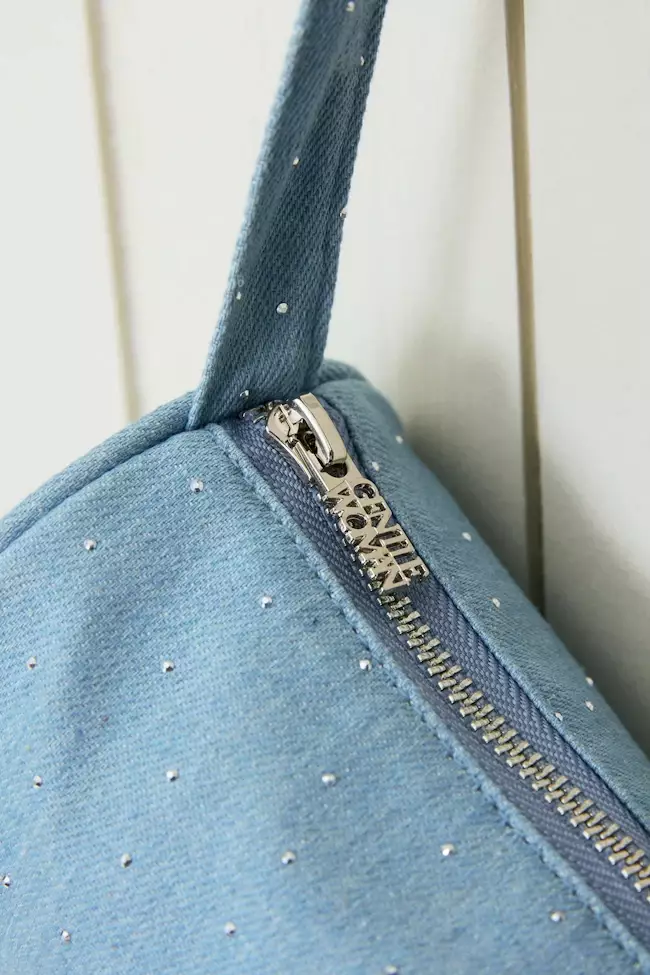 Denim Glitter Shoulder Bag