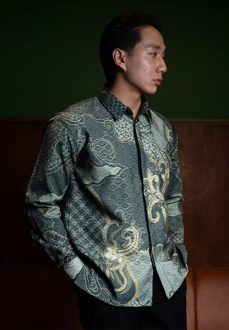 Enzy Batik Exclusive Kemeja Batik Pria Bameswara - Sage