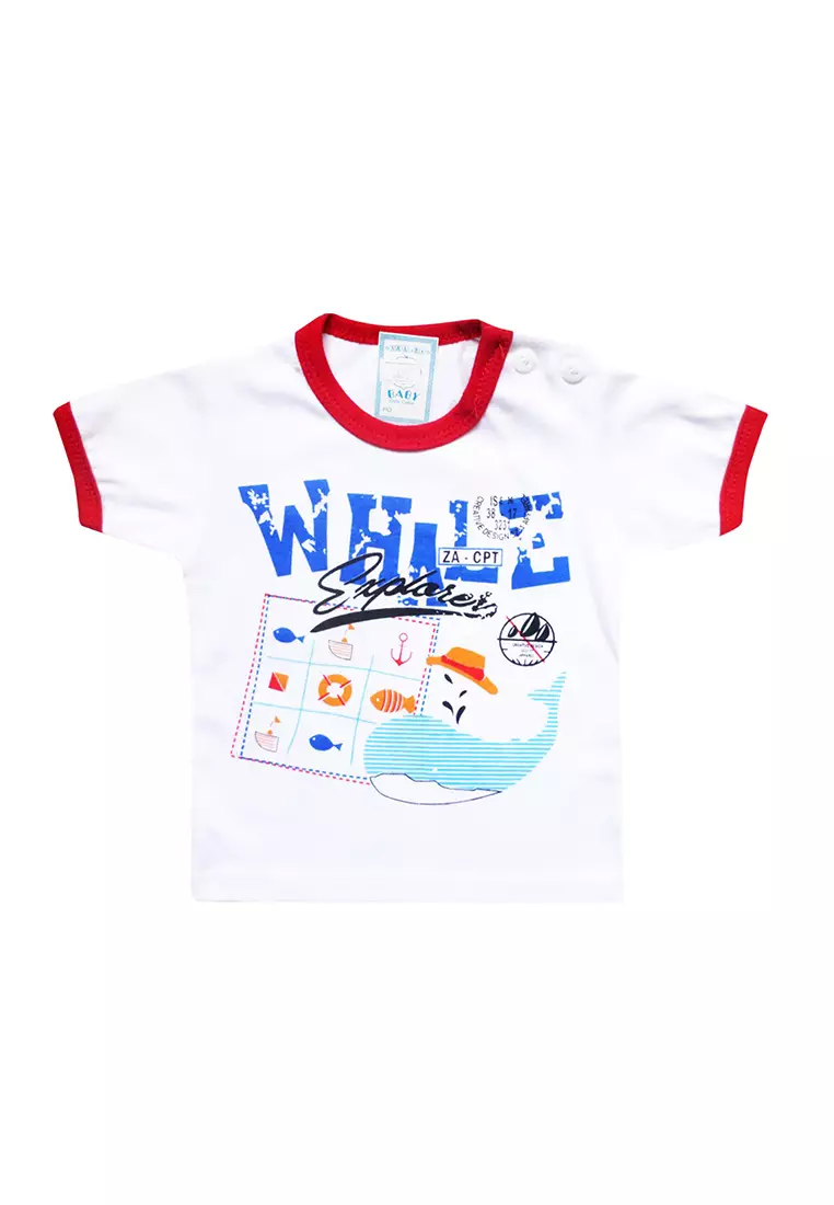 Skabe Pakaian Bayi Anak Laki Laki Baju Atasan Oblong Lengan Pendek Motif Whale Setelan Celana Kaos Baby Putih All Size Usia 0 Sampai 6 Bulan 2692 Everyday