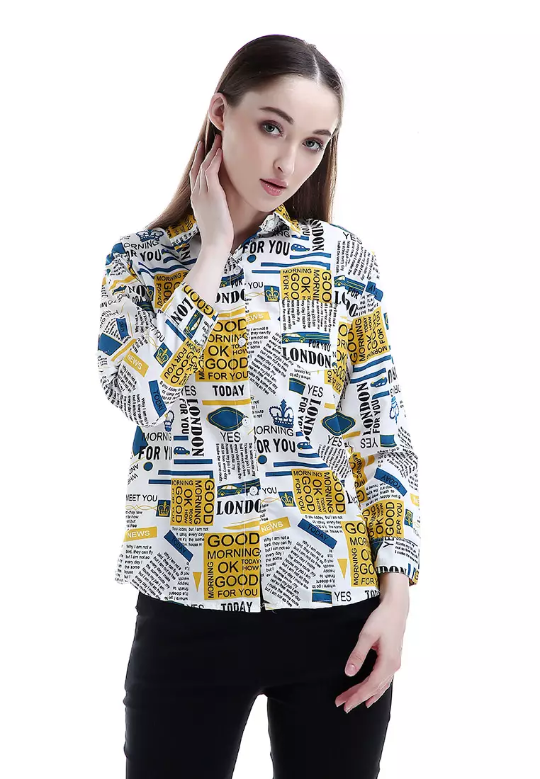 Avery Kemeja Atasan Wanita Design Stylish Long Sleeves Shirt - Mustard