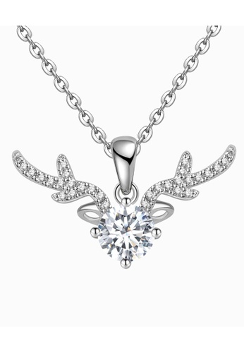 Her Jewellery silver CELÈSTA Moissanite Diamond - Mon Renne Pendant (925 Silver with 18K White Gold Plating) by Her Jewellery C70DFAC102F7F1GS_1