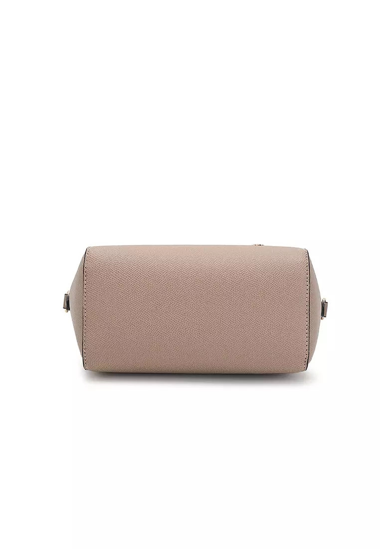 Women's Twist Lock Top Handle Bag / Sling Bag / Crossbody Bag - Beige