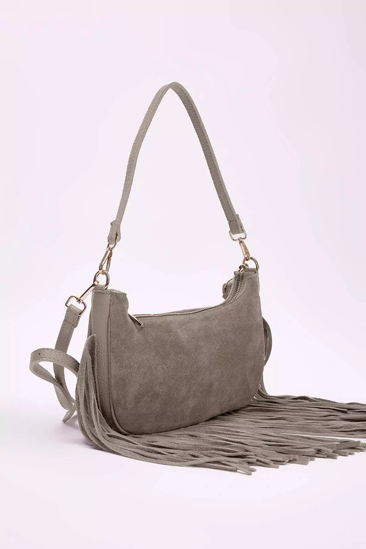 Mink Tassel Detailed Premium Genuine Leather Women'S Shoulder Bag Takaw26Oc00044