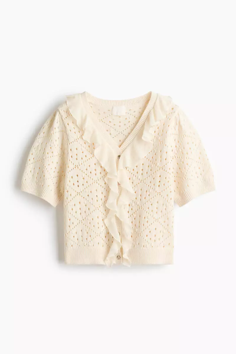 Flounce-trimmed cardigan