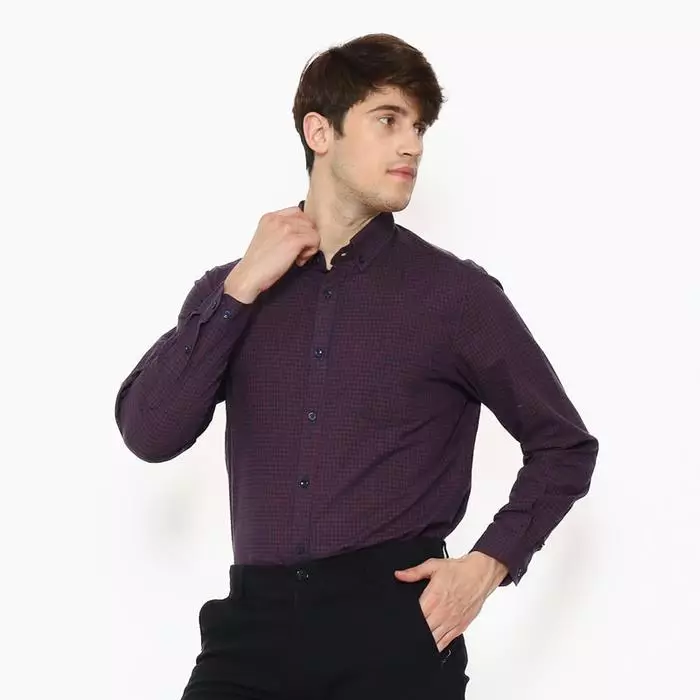 Lawell Kemeja Pria Lengan Panjang Kotak-Kotak Slim Fit - L.9-KFLSF-C201-CTN