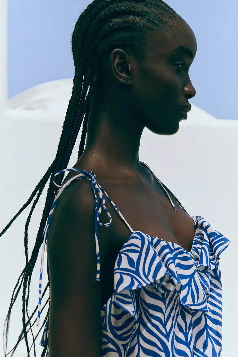 Frill-trimmed strappy dress