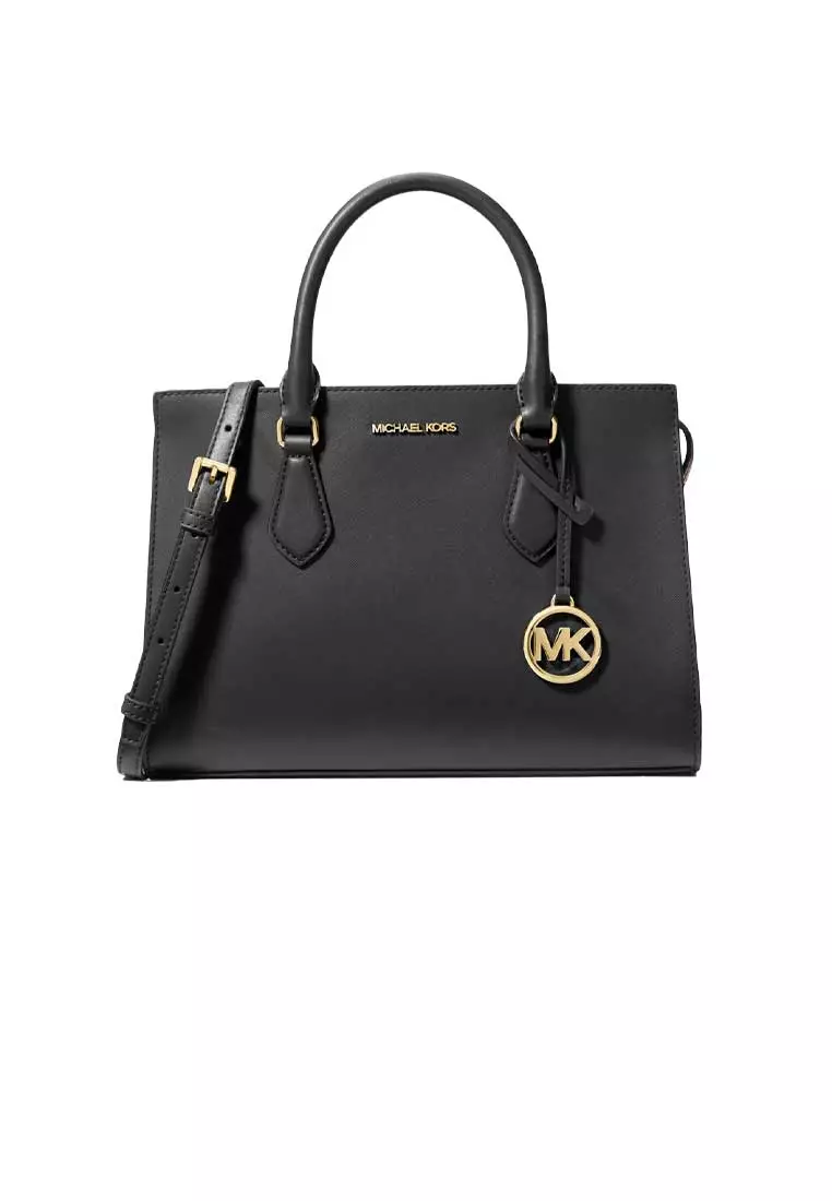 Buy Michael Kors Sheila Medium Faux Saffiano Leather Satchel Black