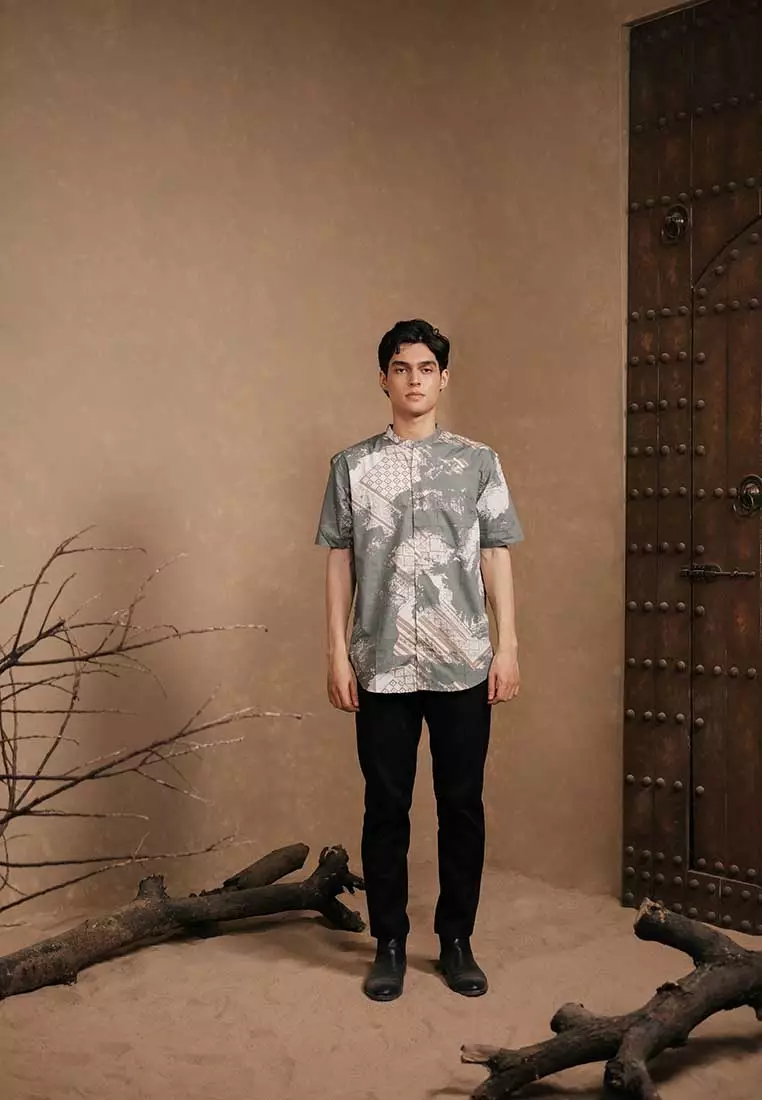 LARUSSO Khair Collection - Kemeja Koko Printing Pria Lengan Pendek - Kuppa