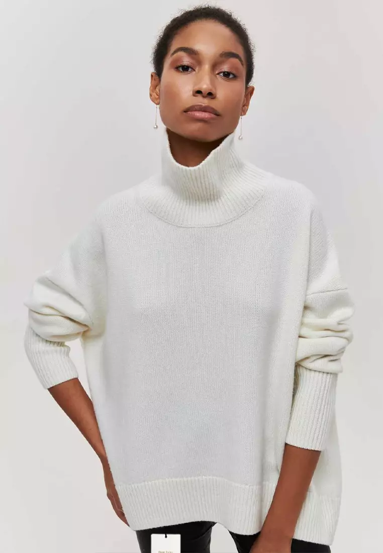 High neck loose sweater clearance