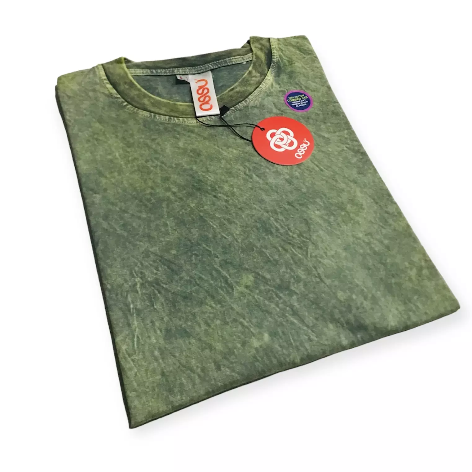 Ossu T-Shirt Basic Colour | Kaos Polos Warna Green Wash | Cotton Combed