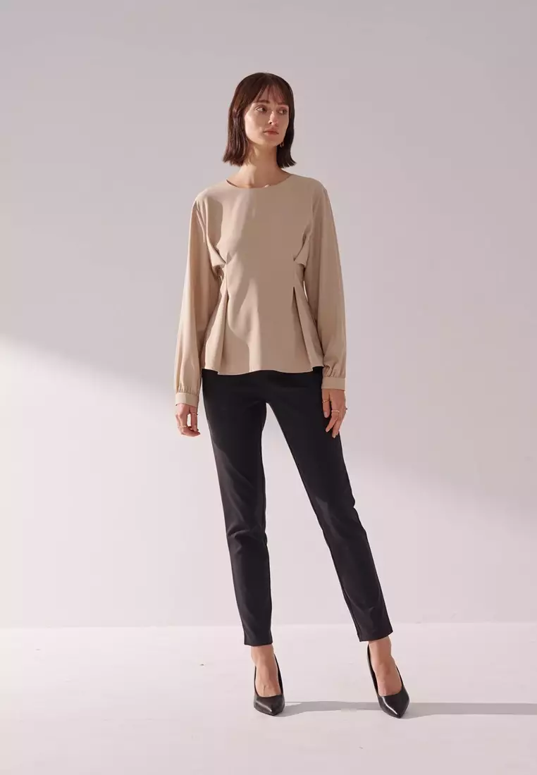 黑中腰緊身版經典彈性修身長褲