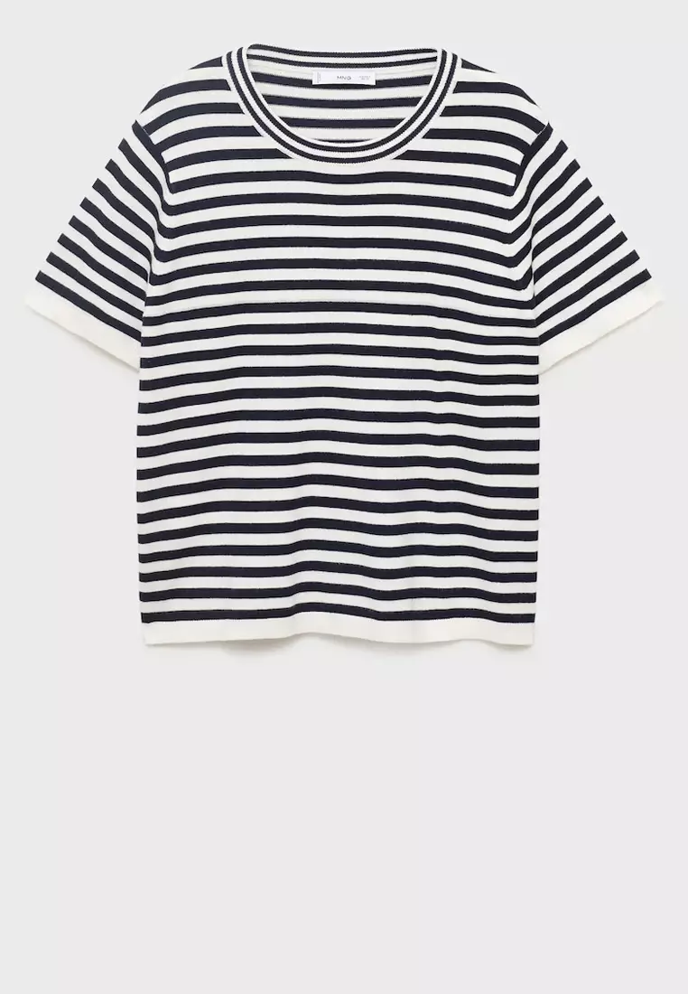 Striped Short-Sleeved Sweater