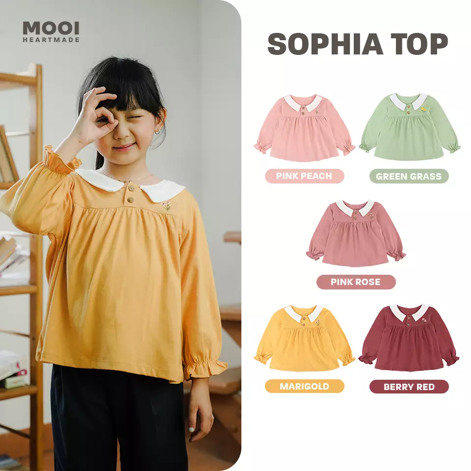Mooi Atasan Anak Perempuan Sophia Top - Green Grass