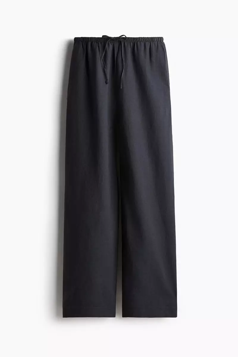 Straight linen-blend trousers