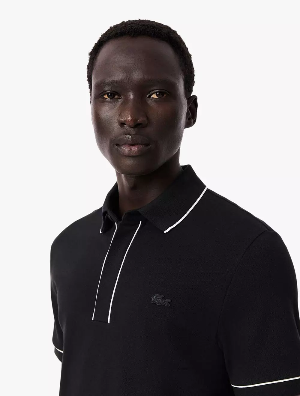 Regular Fit Paris Stretch Piqué Polo Shirt - Black