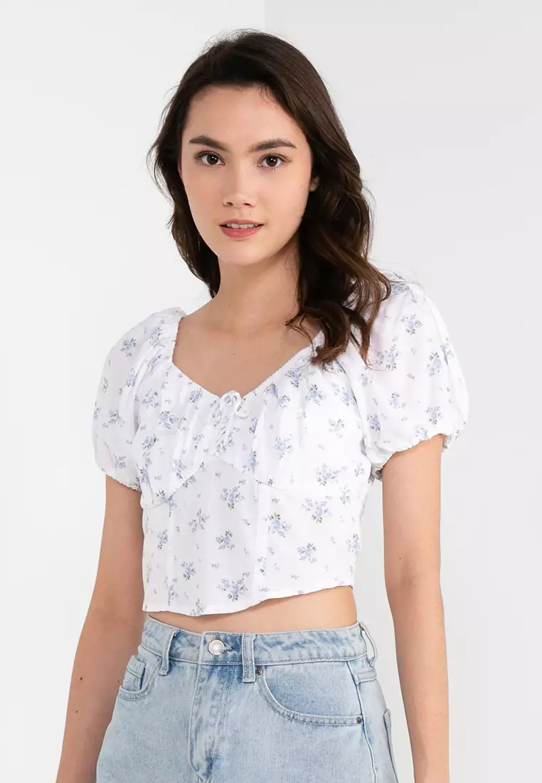 Buy Hollister Lace Up Puff Sleeve Top 2024 Online
