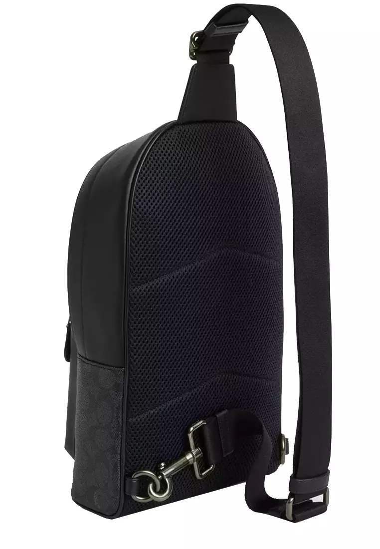 West Pack Bag In Signature Canvas in Charcoal/ Black CV924