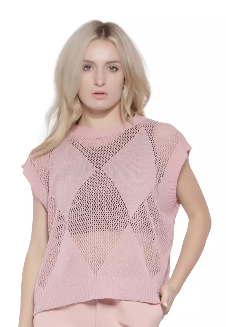 Pink Knitted Sleeveless Top