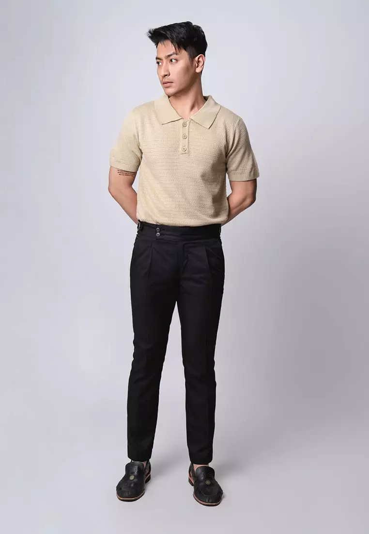 Polo Shirts Textured Knitted Khaki