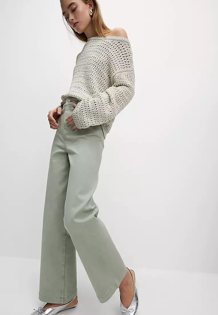 High Waisted Wide Leg Ankle Grazer Jeans