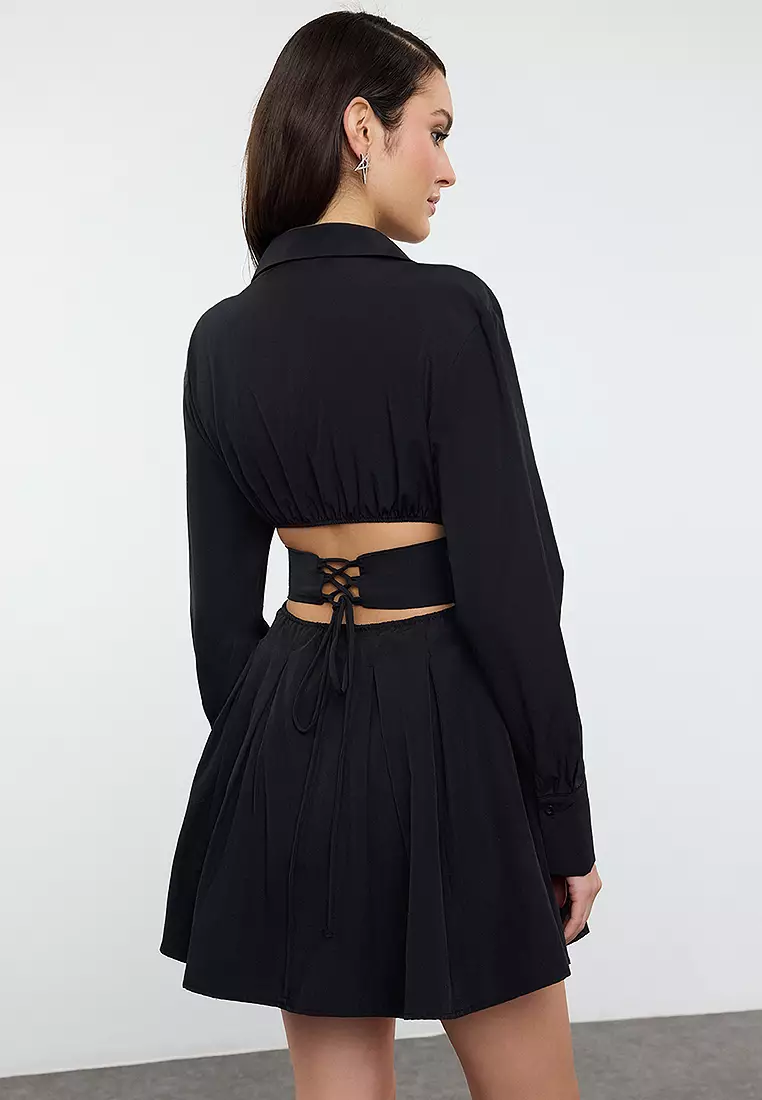 Corset Detail Poplin Dress