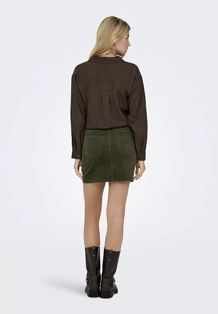 Mid Waist Corduroy Skirt