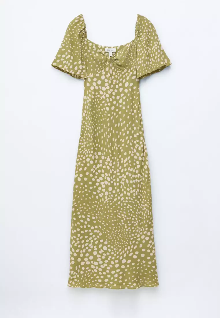 Flutter-Sleeve Midi Dress