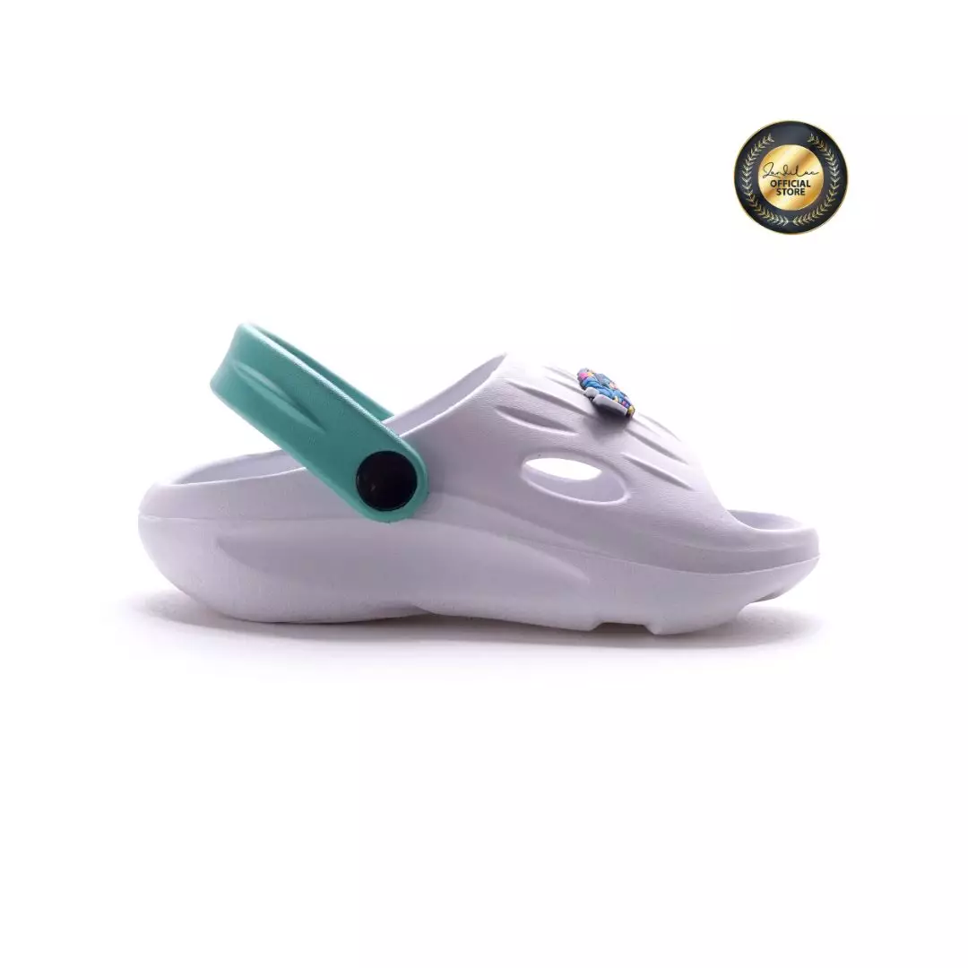 HOTWHEELS - SANDAL LAKI ANAK BAYI CH930114LB BAKPAO FULL KARET - PUTIH/HIJAU OCEAN