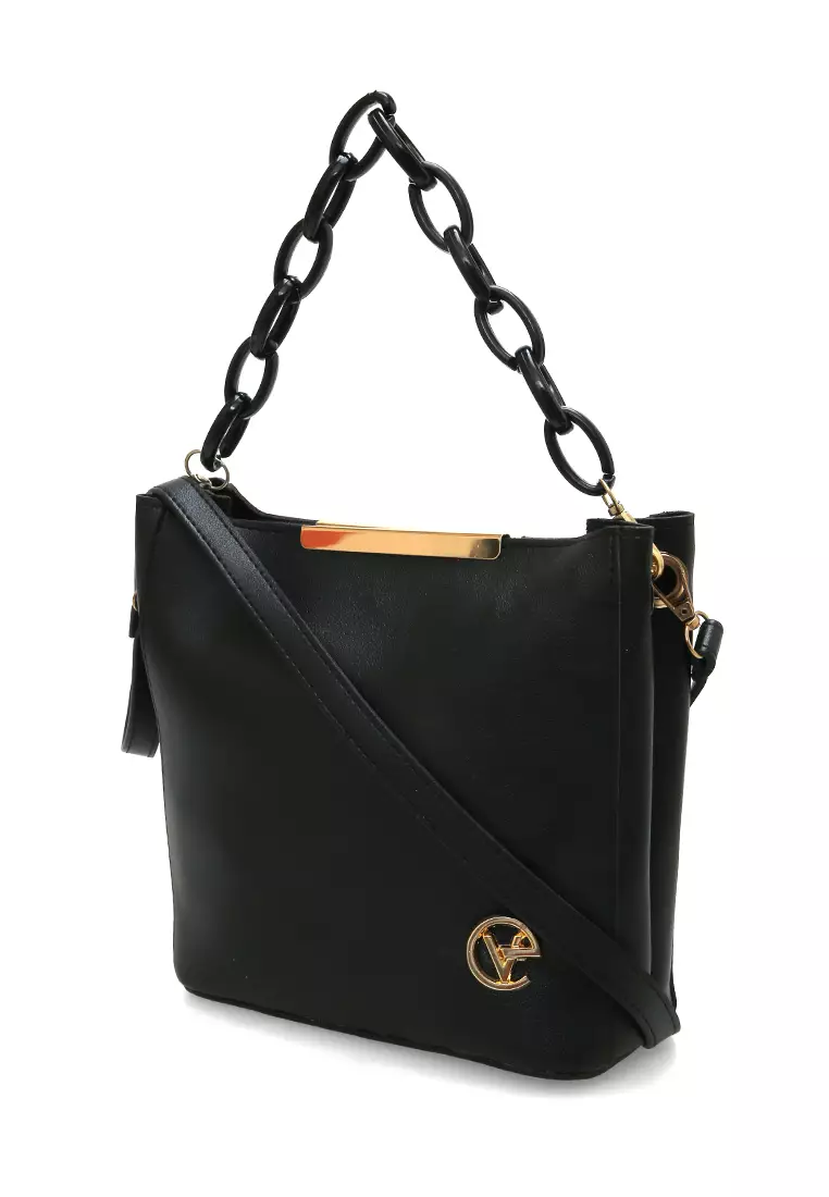 Viona Sling Bag Wanita Remaja Rantai Premium Polos - Black
