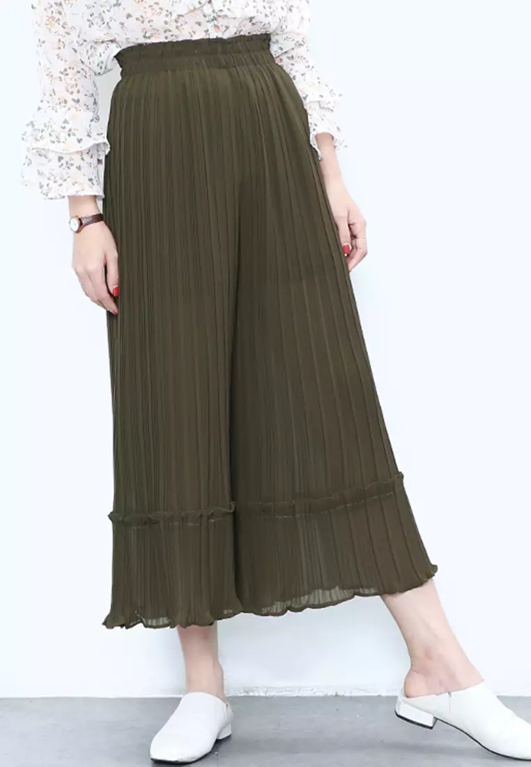 Chiffon pleated palazzo on sale pants